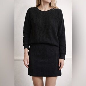 Ganni Textured Black Top & Skirt Set | Structured Knit | Size 13.4 (Approx M/L)